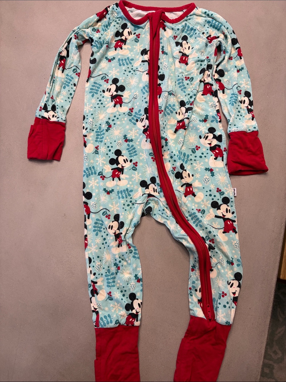 Little Sleepies Blue and Red Mickey Mouse Footed One-Piece